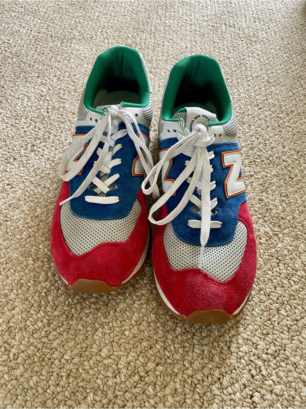 New Balance Red Blue Green White Retro Trainer Men's size 11 - Picture 2 of 6